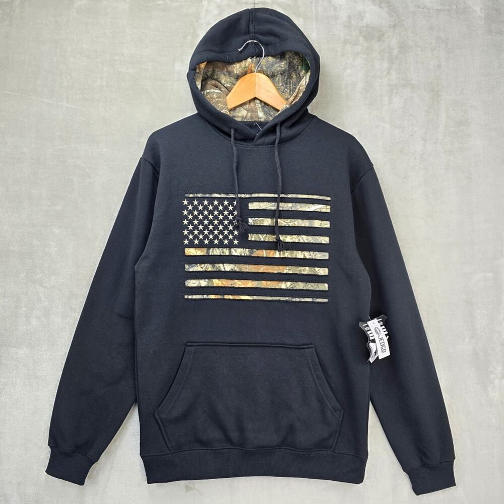Jedco Realtree Sweatshirt Mens Medium Black Camo American Flag Hoodie Jeep NWT